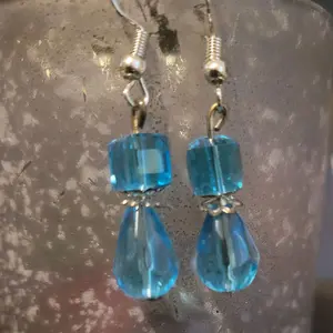 Light Blue Earrings with Faceted Beads and Teardrop Accents for Everyday Wear
