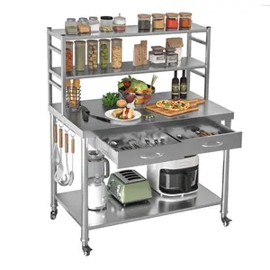 AECOJOY Stainless Steel Table with Shelves & Wheels for Storage Organiser Rustproof & Scratch-Resistant Racks Utensils for Kitchens Restaurants Hospitals Garages - Installation