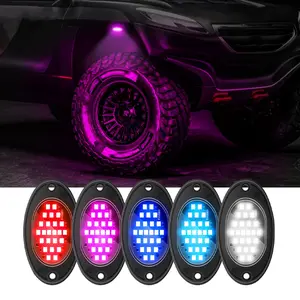 FCCEMC 1/2/4/8/10pcs Truck Car Chassis Light LED Rock Lights 24 High Brightness LED Beads Neon Lamp For Auto Universal Decor Accessories Led Step Lights