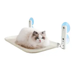 New Double Suction Cup Folding Cat Hammock Window Mounted Cat Lounger for Sunbathing Cat Bed for Balcony and Window Use