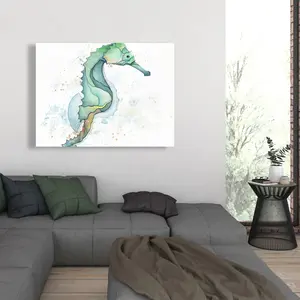 Begin Home Decor C1RC36484Y3DNG 36 x 48 in. Sea Horse - Exotic Turquoise Canvas for Home Decor Art
