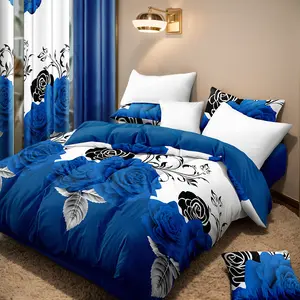 9 Piece Bamboo Rose Botanical Microfiber Bedding Set for Farmhouse Bedroom Dorm Ultra Soft Durable Queen King Full Size Cozy Comfort Christmas Gift