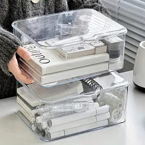 Acrylic Clear Storage Organizer Box - Clamshell Design for Home, Office, and Bathroom Essentials with Multi-Purpose Stationery Organizers
