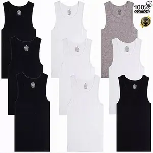 12 pcs Mens Ribbed Tank top 100% Cotton A-Shirt Wife Beater Mixed Undershirt Menswear Breathable Classic Day