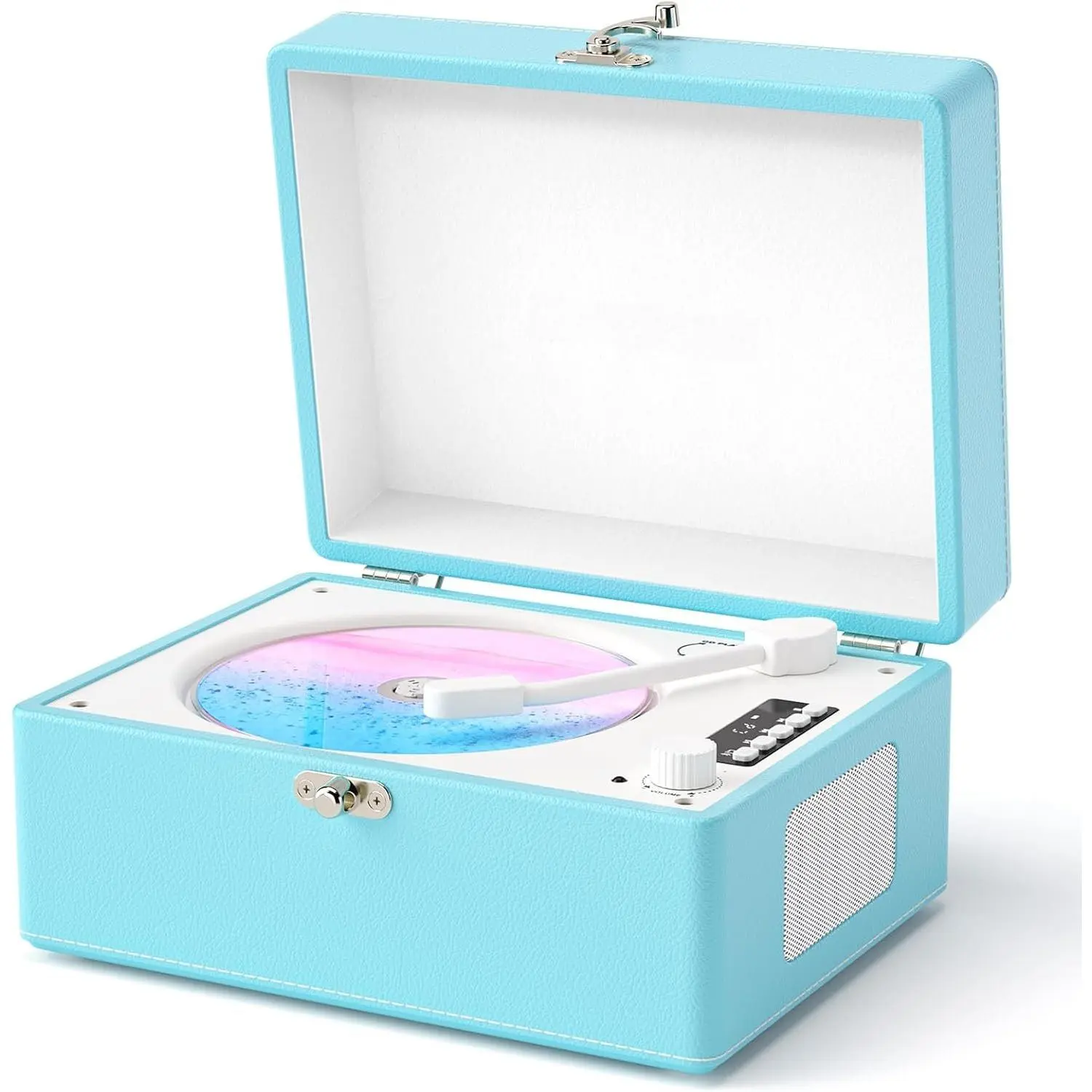 CD Player Portable for  with Upgraded Speakers  in/Out Rechargeable Desktop CD Player with LED Screen Boombox USB Type-c Blue