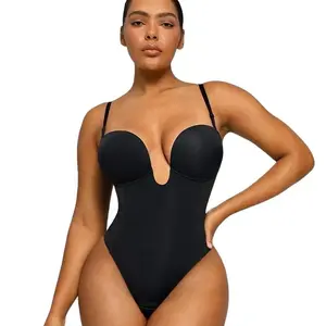 Shapellx AirSlim Deep Plunge Low-Back Thong Bodysuit Cute Womenswear Tops for creator