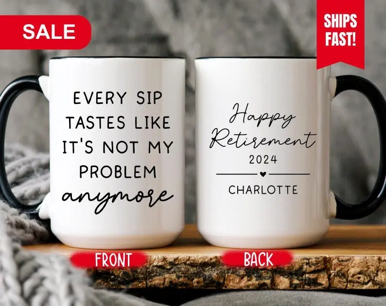 [Sale off up to 50%] Personalized Retirement Coffee Mug, Happy Retirement Cup, Custom Retirement Gift For Boss Co Worker, Officially Retired Cup For Her