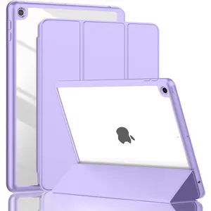 iPad 9th Generation Case 2021/iPad 8th Generation Case 2020 10.2 Inch with Pencil Holder, iPad 7th Gen 2019 Case with Clear Transparent Back, Auto Wake/Sleep Cover(Clove Purple)