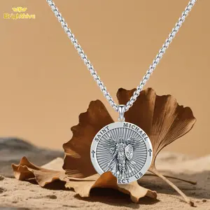 Brighthive Saint Michael Necklace S925 Patron St Amulet The Archangel Saint Michael Medal Pendant Religious Protection Jewelry for Women Men Christian