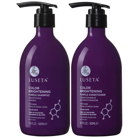 Luseta Purple Shampoo and Conditioner Set 16.9Oz x2, for Blonde, Gray - Color Treated Hair - Sulfate Free Paraben Free Haircare