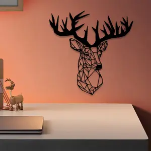 1pc Modern Abstract Deer Head Metal Wall Art, Modern Abstract Deer Head Statue Mural, Perfect for Living Room, Office, Indoor/Outdoor Decor, Christmas Decor, Ideal Gift for Boyfriends weird home decor