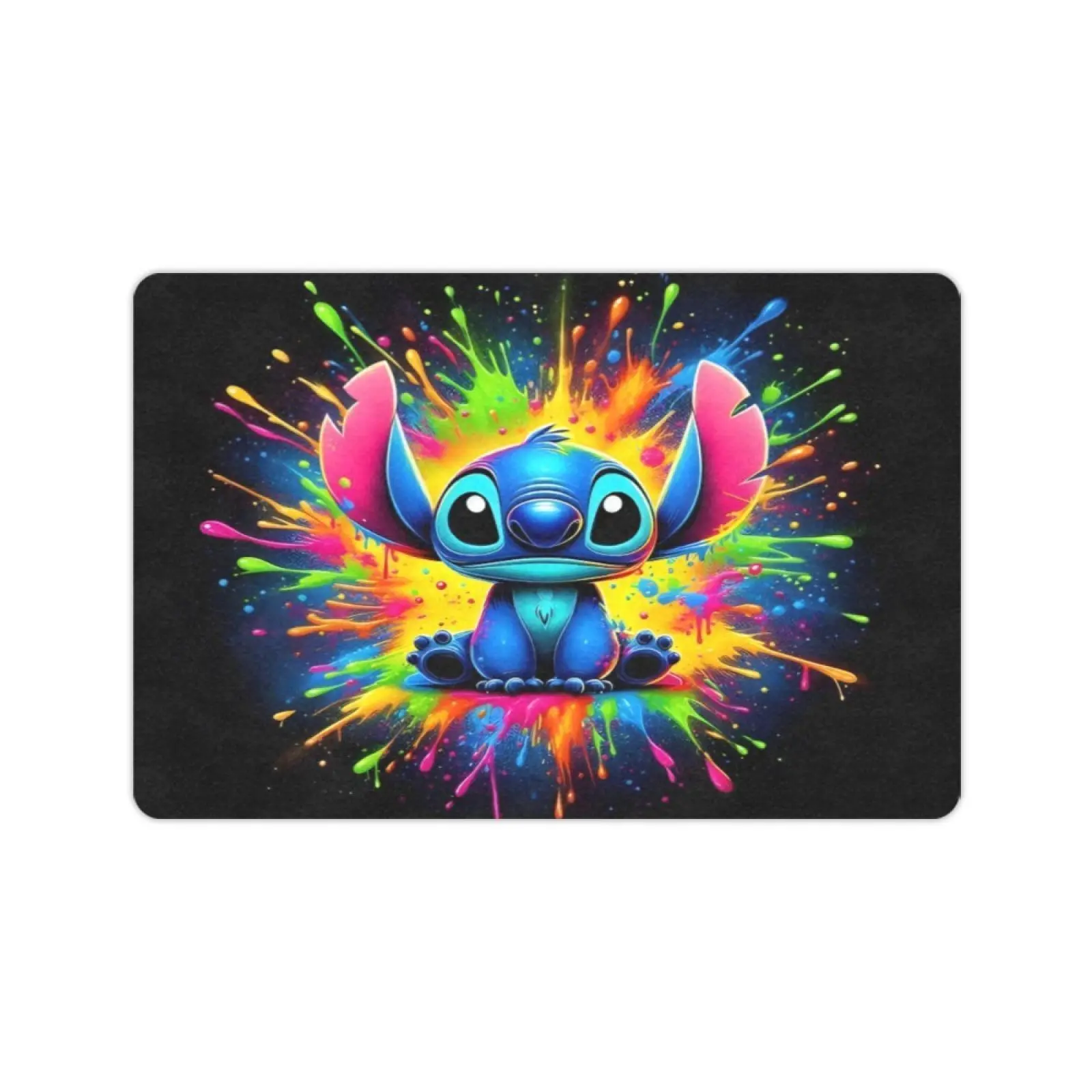 DISNEY CLASSIC Lilo & Stitch Cartoon Doormat, Neon Graffiti Splash Paint Stitch Non Slip Indoor Floor Mat, Soft Washable Entrance Rug, Cute Anime Decorative Mats For Bedroom Kitchen Bathroom Kids Room Home Decor