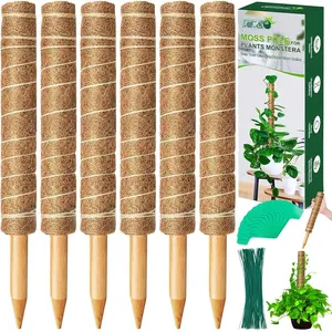 96'' Moss Pole for  Indoor, 6 Pack 16" Monstera  Support Moss Stick for Climbing , Stackable Coir Totem Pole Monstera Stakes with 12  Labels & 100 Ties for Potted