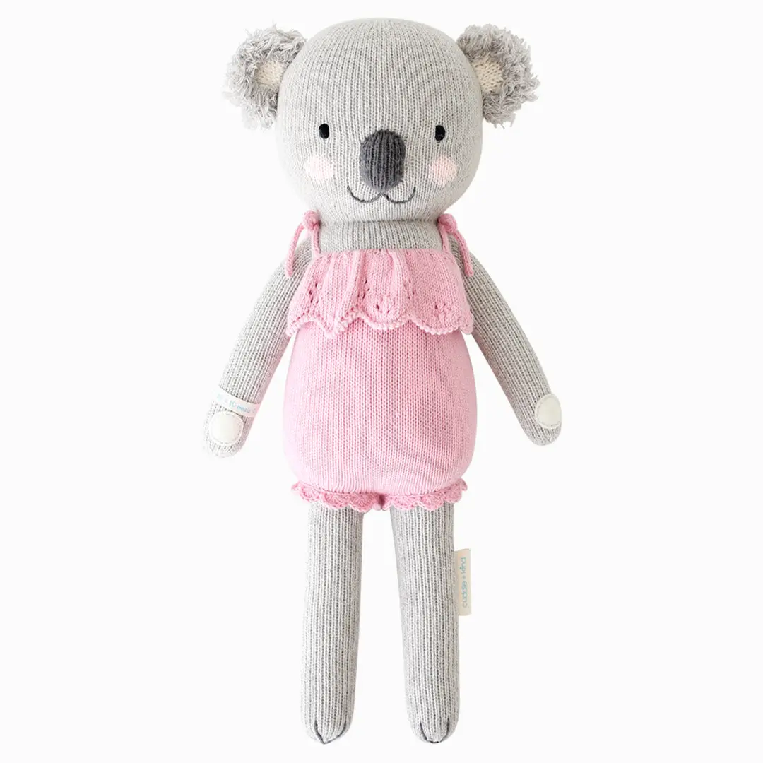 cuddle+kind Claire the koala 13" hand-knit doll - 1 doll = 10 meals, fair trade, heirloom quality, handcrafted in Peru, 100% cotton yarn