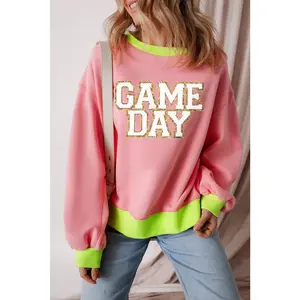 Letter Graphic Round Neck Long Sleeve Sweatshirt