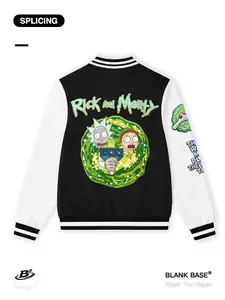 Rick and Morty Parallel Universe Graphic Print Baseball Jacket, Casual Breathable, Unisex Loose-Fitting Sports Coat, Trendy Streetwear