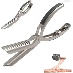 BBQ Rib Membrane Removal Tool-Portable Stainless SteelRib Prep Kit with Arc Clamp & Non-Slip Grip, ErgonomicDesign for Effortless Membrane Removal, Dishwasher Safe,Ideal for Beef, Pork, and Lamb Kitchen BBQ UseXXSTYOUT12