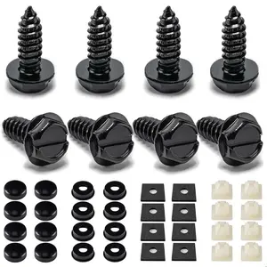 License Plate Screw Kit, 8 Sets Stainless Anti Theft License Plate Screws, Anti-Rattle & Rust-Proof Bolts For Securing License Plates Frames or Covers For Cars, Trucks, SUVs (Black)