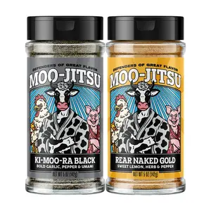 Moo-Jitsu 2 Pack: Ki-Moo-Ra Black & Rear Naked Gold - Bold Garlic Pepper & Umami, Sweet Lemon Herb & Pepper - Defenders of Great Flavor, US