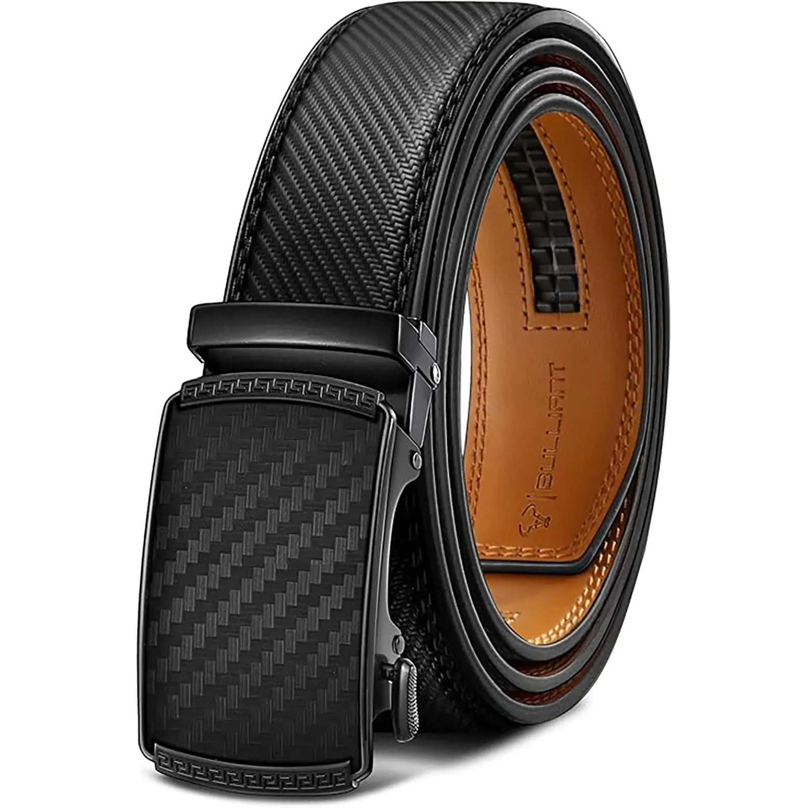 BULLIANT Men's Belt, Ratchet Genuine Leather  Easy Release Belt For Men, Textured Design for Dress & Casual with Adjustable Buckle for Men's Wear Gift,  Gift Box Included, Trim To Fit