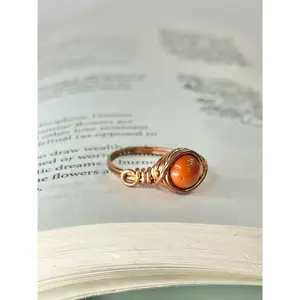Red Jasper Copper Wire Ring Handmade with Genuine Copper for Aries Mars Fire Earth Energy Protection Dreams Passion Strength Vitality - Fire Red