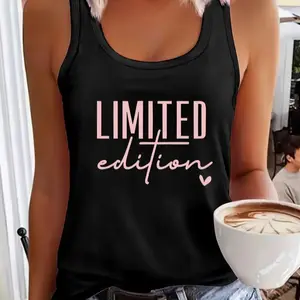 Limited Edition Tank Top Women Cute Graphic Tank Top Aesthetic Summer Shirt Sleeveless Casual Slim Fit Black Tank Top Trendy Outfit
