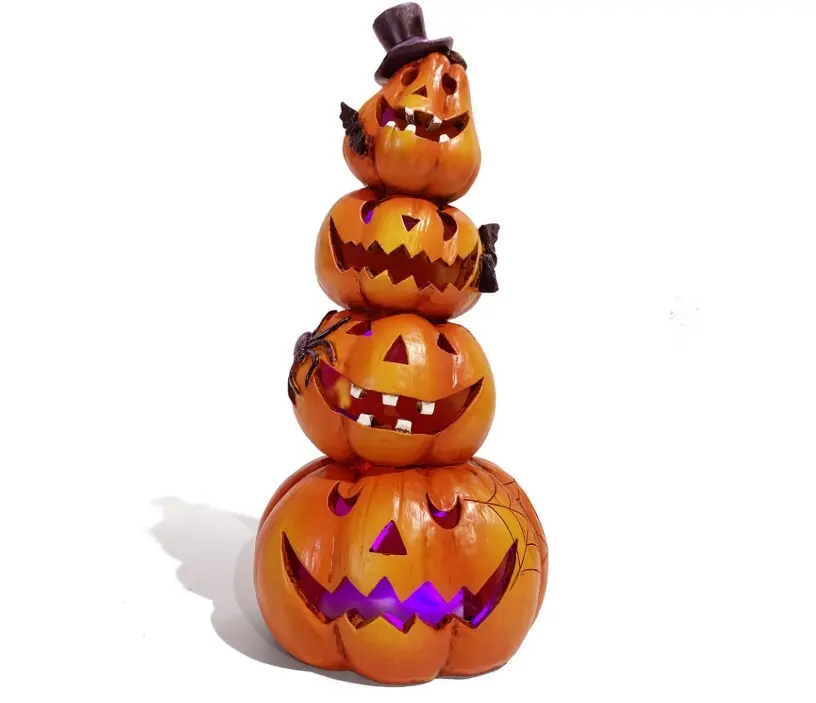 Hodao Halloween Pumpkin Decorations Indoor Halloween Decorations Clearance for Table/Halloween/Window/Present Box/Gift/Courtyard Corridor (Orange Stacked Pumpkins)