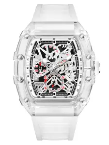 Cyberpunk Transparent Mech Watch Band, Hollow Mechanical Gear Texture, Anti-Slip Silicone Strap, Unisex Trendy Streetwear Accessory