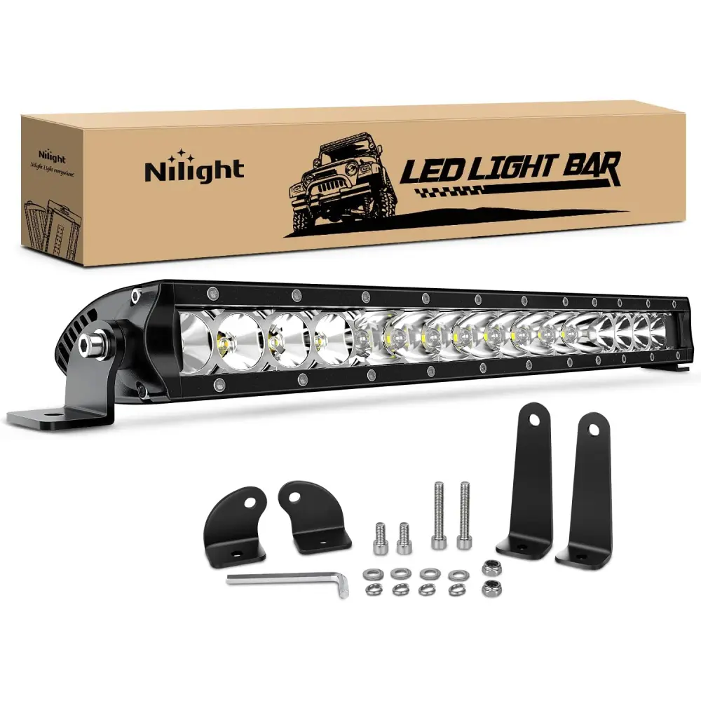 Nilight  LED Light Bar 21inch 100W Spot & Flood Combo Single Row 9000LM Off Road 3D LED Fog & Driving Light Roof Bumper Light Bars for Jeep Ford Trucks Boat road light road light fog boat  Car Accessories  dealsforyoudays, Off Road Lights, Off-Road Compat
