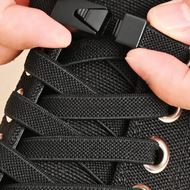 Elastic No-Tie Shoelaces with Snap Buckle, Lazy Shoelaces, Shoe Strings for Sneakers, Sports and Skate Shoes, Classic Fashion, Casual Style, All Seasons