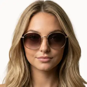DAX EYEWEAR Georgie Sunglasses Hair-Friendly Gold Frame Brown Gradient Lens Trendy Casual UV400 Protection Stylish And Sleek Tangle-Free
