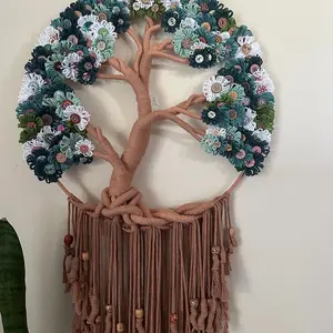 Tree of Life Macrame Wall Hanging with Flowers