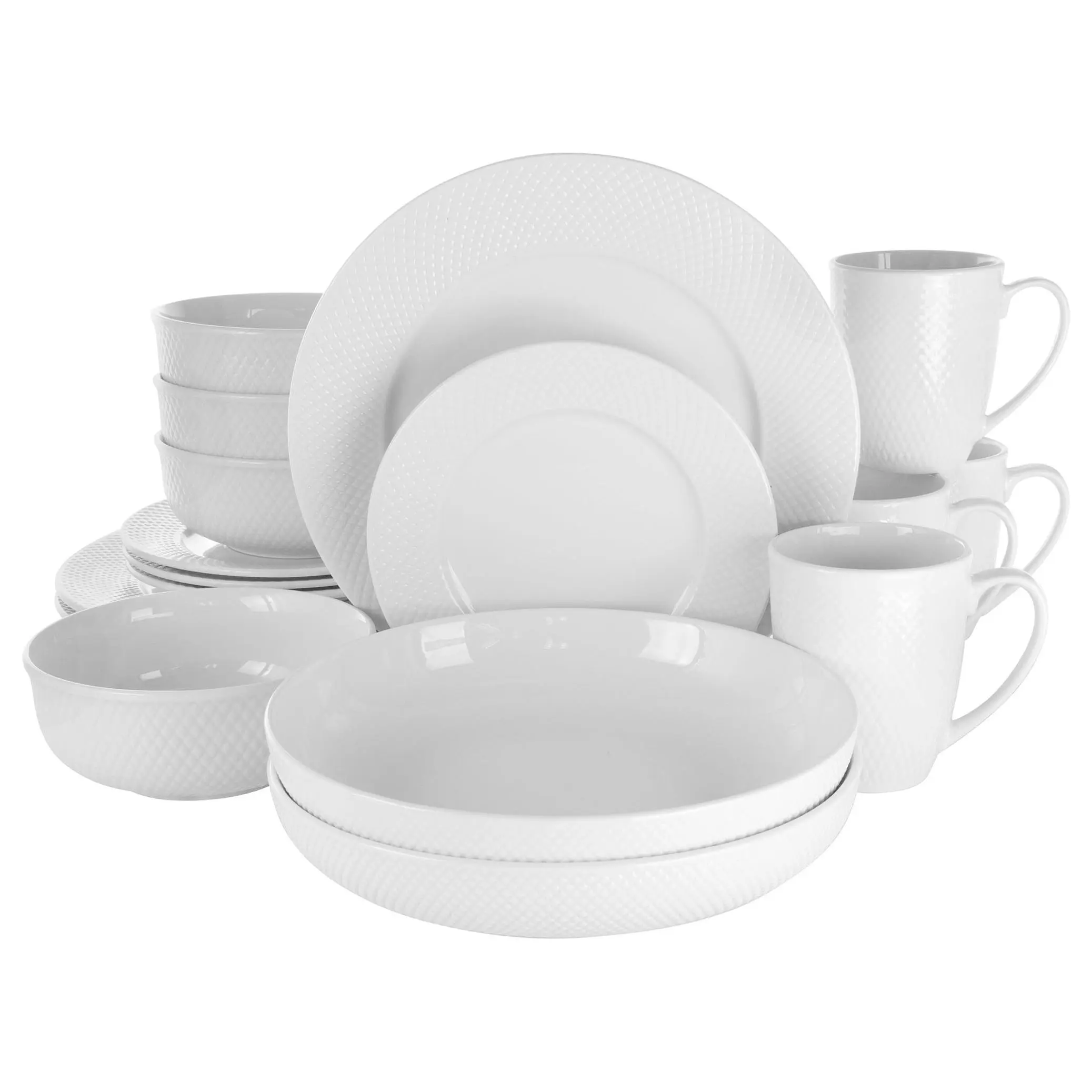 Elama Maisy 18 Piece Round Porcelain DinnerwareSet in White Elama Maisy 18 Piece Round Porcelain DinnerwareSet in White