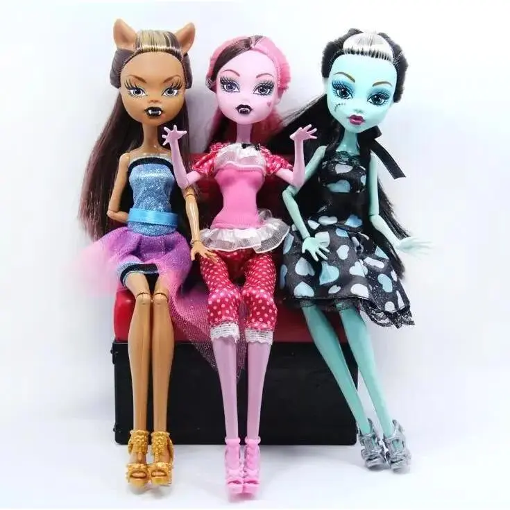 3pcs Fashion Joint Movable Dolls Set - Draculaura, Clawdeen Wolf, Frankie Stein, Black Wydowna Spider - BPA-Free, Latex-Free Girls' Toys for Decoration (Novelty & Gag Toys)