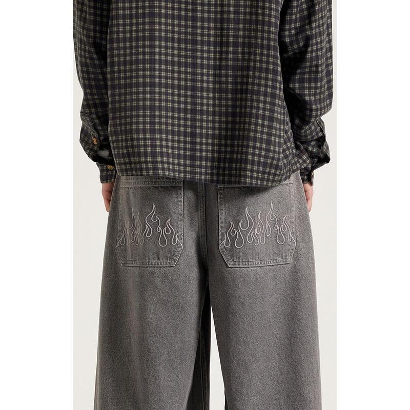 Pacsun Men's Ryder Ultra Baggy Jeans Flames Gray