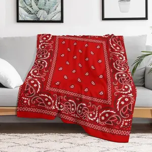 Classic Red Bandana Print Blanket Ultra Soft Premium Microfiber Weather Comfort Single Size Perfect For Home Travel Outdoor Activities Machine Washable Durable Fabric Maintains Softness Through Multiple flannel sofa decor blanket ultra-soft throw blanket