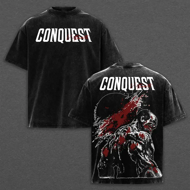 Conquest Invincible Villain Graphic Tee, Vintage Washed Superhero Shirt, Viltrumite Warrior Conquest Design, Comic Panel Collage Print, Unisex Streetwear Heavyweight Cotton Tee, Gift for Invincible Fans