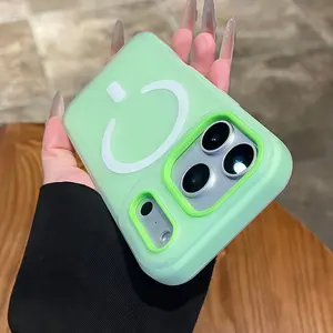 [Luxury Candy Color Case] Phone Case: Luxury Candy Color 2-in-1 Magnetic Phone Case Compatible with iPhone 17 Pro Max Air 16 15 14 13 Pro Max Plus Cover Matte Soft Shell Magnetic Wireless Charging 17ProMax Cases Shockproof Back Cover Accessories