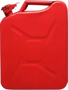Portable 20L 5 Gallon Metal Gas-Fuel Cold-rolled Plate-Diesel Tank Bucket with Pipe US-Black (Red) Lightweight Round