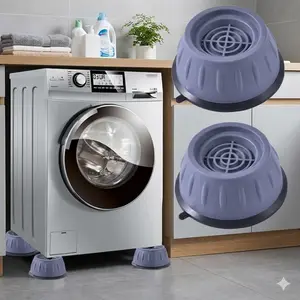 Universal Anti-Slip Anti-Vibration Pads for Washer, Washing Machine, Dryer, Fridge. Heavy Duty Shock Absorbing Feet, Noise Reduction, Anti-Tip Stabilizer Base, Non-Skid Floor Protector Mats Replacement Parts
