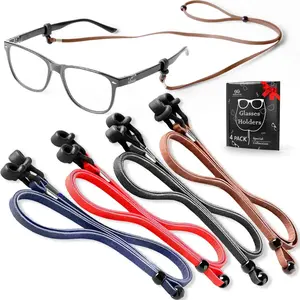 Eyeglass Chains for Women Men Premium ECO Leather Strap 4 Pcs 28 Inch Length