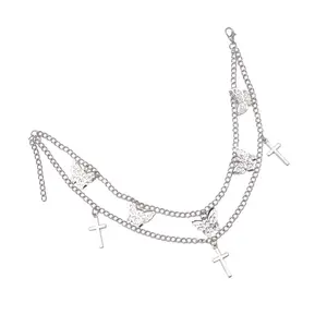 Harajuku boot bracelet shoe belt chain for dancers, punk double-layer design