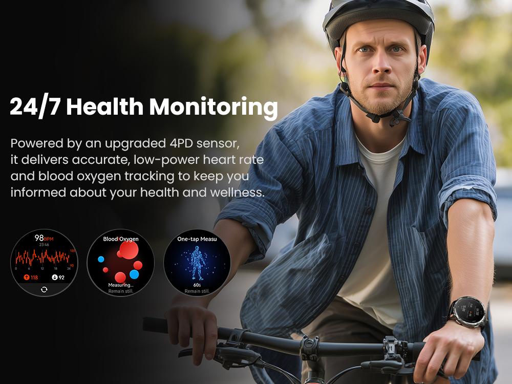 KOSPET Tank T4C Smart Watch for Men with LED Flashlight, 1.5” AMOLED Display, Dual-Band GPS&Compass, 50-Days Battery, 24/7 Heart Rate/Sleep Monitor, 50m Waterproof, Bluetooth Call/Walkie-Talkie