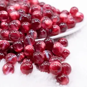 12mm Red Illusion Glitter Bubblegum Bead