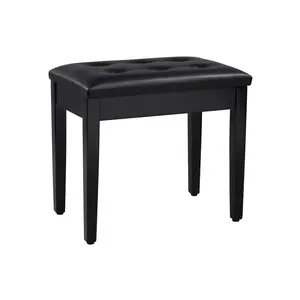 SONGMICS Piano Bench with Padded Cushion and Storage Compartment for Music Books, Vanity Stool, Tufted Wooden Piano Seat, 13.8 x 22 x 19.5 Inches