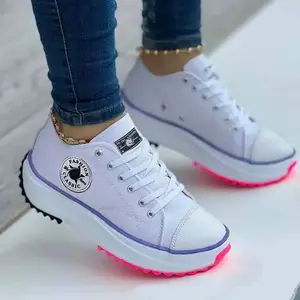 2025  Women Pattern Canvas Sneakers Women Casual Shoes Women Sneakers Shoes Flat Lace-Up Zapatillas Mujer Chaussure Femme
