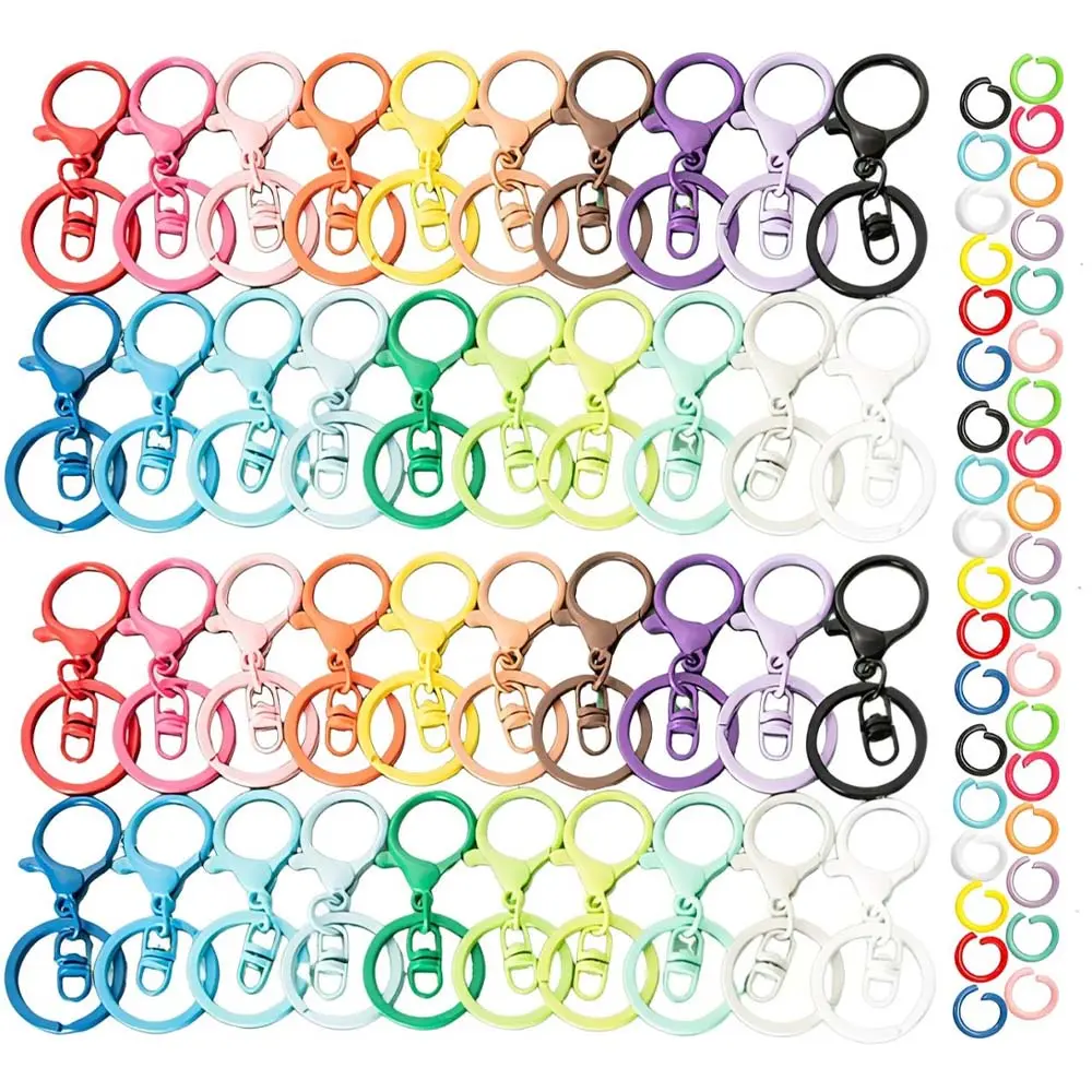 40pcs Lobster Claw Clasps Keychain Metal Swivel Clasps Lobster Claw Clasps Hook with Swivel Clip with Flat Split Keychain Ring and 100pcs Jump Ring for Jewelry Making DIY Craft Hardware summerwins