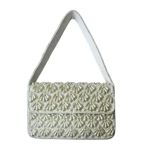 Ivory Pearl Beaded Shoulder Bag