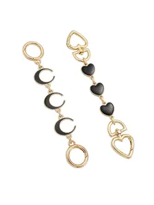 2-Piece Bag Extension Chain Set, Crossbody Bag Strap Extender, Women's Wallet Strap Extension Chain, Metal Chain Strap, Bag Strap Extender, Versatile Travel Accessory, Replacement Accessory for Wallet Strap (Moon & Heart Style)