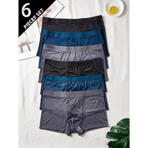 6-Pack of Men'S Breathable Solid Color Boxer Shorts Made from Cool, Silky, And Thin .